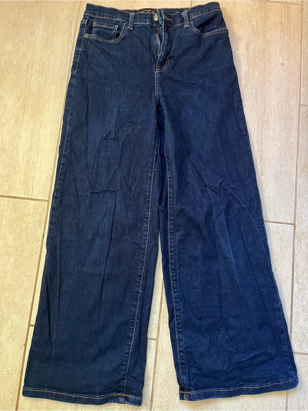 Banana Republic Wide Leg Jeans Dark Wash High Rise Stretch Denim Size 28